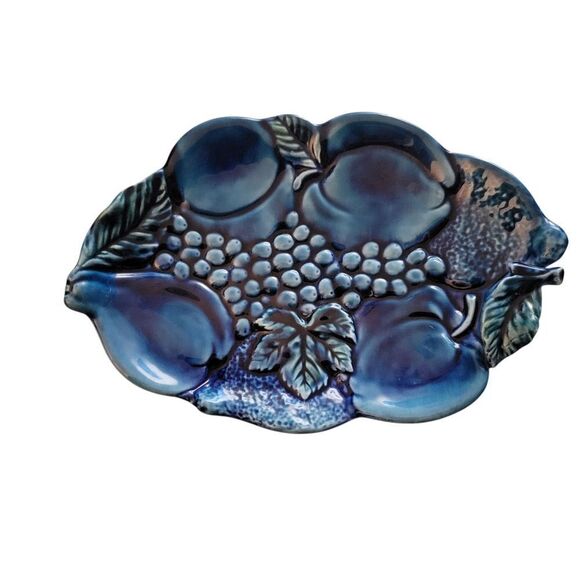 Blue Ceramic Fruit Platter - Picture 1 of 5